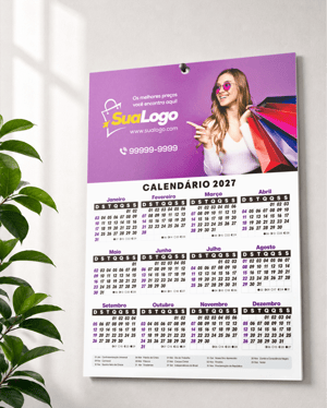 Calendário de parede com furo 27x34cm