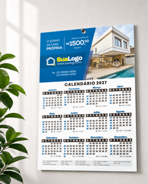 Calendário de parede com furo 27x34cm