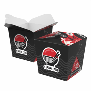 Caixa box com encaixe Papel alimentício 270g 7x7x8cm 4x0 Com película Antigordura  