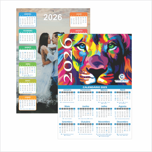 Calendário de parede com furo (pequena tiragem)  24,5x35cm    
