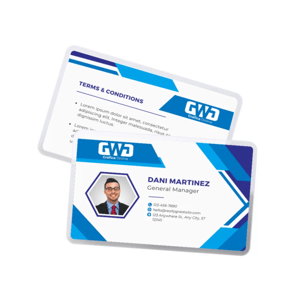 Carteirinha PLASTIFICADA PVC 0,76mm 8,5x5,4cm 4x4 - Impressão frente e verso Verniz cristal frente e verso  