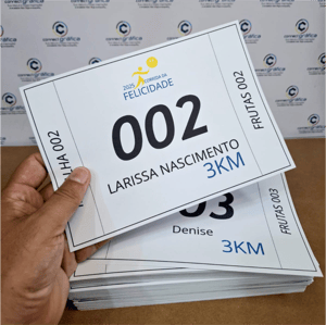 Número de peito (ADESIVO) Offset Adesivo 120g 15x21cm    