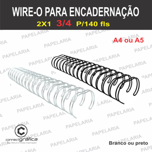 WIRE-O PARA ENCADERNAÇÃO 3/4  A5 3/4  P/140 fls A5    