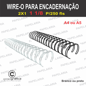 WIRE-O PARA ENCADERNAÇÃO 1 1/8 A5 1 1/8  P/250 fls A5    