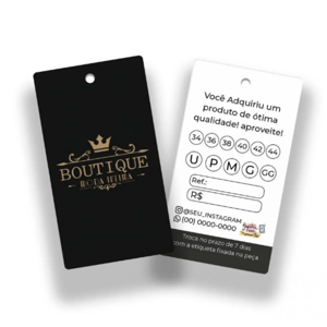 Tag para Roupa Colchê 300g 4,5x4cm 4x0, Impressão Frente Verniz Total Frente Corte Reto 