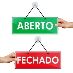 Placa Aberto fechado PVC  10x30cm    