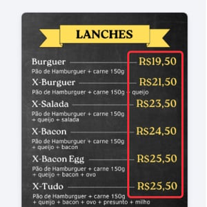 Alteração Cardápio (PREÇOS)      PDF, PNG e JPG
