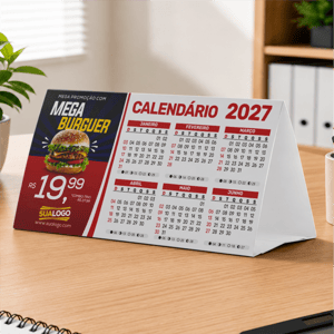 Calendário de mesa triangular