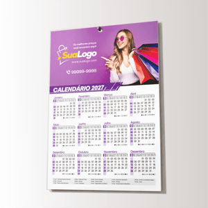 Calendário de parede com furo 19x27cm