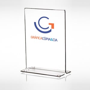 Display de Mesa em T Chapa de Acrílico 2mm 15x21 4x0 (Somente Frente) Impressão UV  