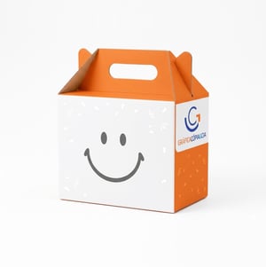 Caixa Maleta P/ Lanche Multiuso C/ Alça Personalizada Couchê 250g 16,5 x 11 x 9,5 cm 4x0 (Somente Frente) Laminação Brilho Corte e Vinco 
