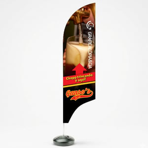 Wind Banner Tecido 250x72cm 4x4 (Frente e Verso)  Corte e Costura Suporte de Plástico