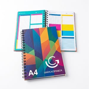 Caderno Capa Dura 26x18cm Personalizado Capa Dura 26x18cm 4x0 (Somente Frente) Laminação Wire-O Miolo 1x1