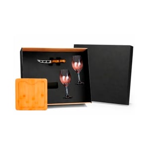 Kit Queijo E Vinho - 4 Peças Madeira / Vidro     