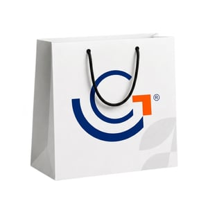 Sacola de Papel Personalizada Couchê 250g  Branco, Parda  Laminação Fosca Cordão de Algodão