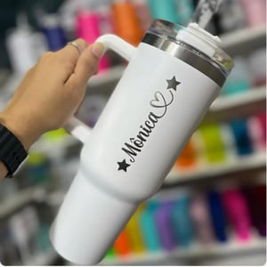 Copo Personalizado Gravação a Laser Caneca Térmica Grande Canudo 1200ml