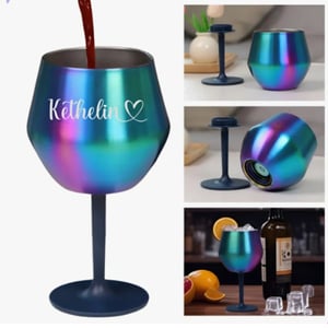 Taça Copo Térmico 2 Em 1 Vinho Drink 414 ml Personalizada com gravação a laser      