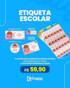 ETIQUETAS ESCOLARES KIT 1      Coloque em obs no final da compra as informações das etiquetas com nome, série e nome da escola