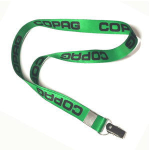 CORDÃO PARA CRACHÁ PERSONALIZADO POLIESTER E METAL MEDIDAS 22X850 MM 4 CORES IMPRESSÃO DIGITAL ACABAMENTO COM CHAPA METALICA 