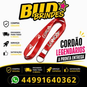 chaveiro cordão Legendários POLIÉSTER 40x2 cm 4 cores personalizado configuravel 
