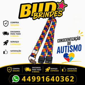 Cordão de conscientização do autismo POLIESTER 2X40 CM 4X4 CORES ANTIALERGICO COM TRAVA ANTI_ENFORCAMENTO SEM QUANTIDADE MINIMA