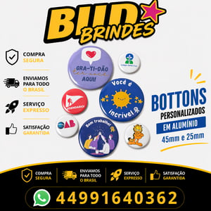 bottons personalizados 25mm aluminio redondo 25mm 4 cores impressão em alta definiçao brilho PEDIDO MINIMO 20 UNIDADES