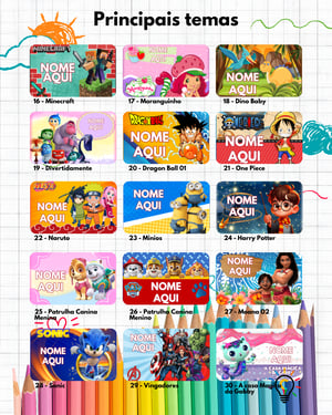 Cartela de Etiqueta Escolar adesivas para tecido