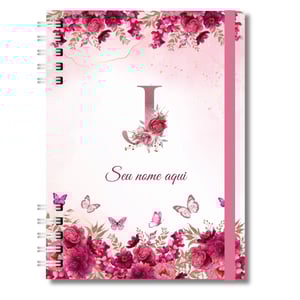 Agenda Planner 2026 Personalizada Com Seu Nome com flores e borboleta