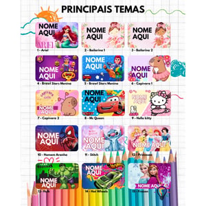 Kit Médio etiquetas escolares - 44 Etiquetas