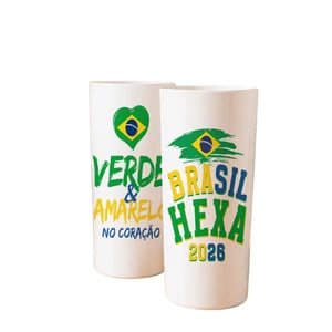 Kit 30 Copos Long Drink Branco - Brasil Rumo ao Hexa
