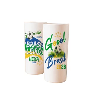 Kit 30 Copos Long Drink Branco - Brasil Rumo ao Hexa