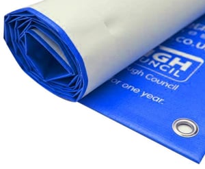 Faixa Lona 440g Personalizada - Por M² - Com Reforço Lona 440g - Fosco Venda por M² 4x0 - Alta Resolução CMYK Com Reforço Com Ilhós 