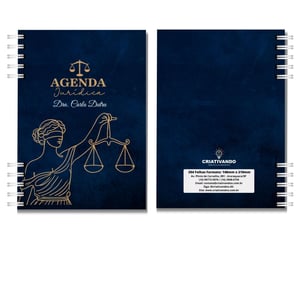 Agenda Jurídica 2026 Personalizada Advogado Escritório Capa dura 148 x 210 mm (A5) 4x0  A escolha Wire-o | 204 folhas