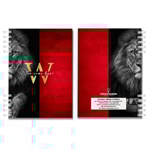 Agenda Executiva Leão de Juda 2026 Personalizada Com nome - Tamanho A5 - 1 Dia por Folha - Masculina Capa dura 148 x 210 mm (A5) 4x0 Uv Total  Wire-o | 202 folhas