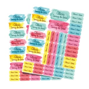 Kit Pequeno etiquetas escolares - 31 Etiquetas Couche adesivo 90gr Tamanhos Variaveis 4x0 Brilho Sem Verniz 