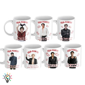 Caneca BTS Meme Seja Forte Personalizada 325ml Ceramica 325ml Colorida Verniz Sublimatico 