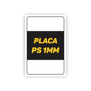 PLACA EM PS 1MM COM ADESIVO IMPRESSO
