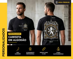 CAMISETA PERSONALIZADA TECIDO ALGODÃO FIO 30.1 PENTEADO   // ESTAMPA PADRÃO - FRENTE PEQUENA + COSTAS ESTAMPA GRANDE // COSTURA DE REFORÇO OMBRO À OMBRO 