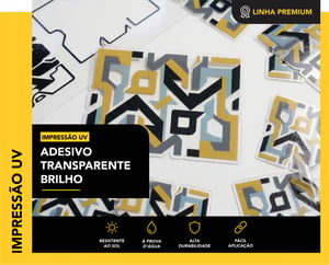 IMPRESSÃO UV - ADESIVO TRANSPARENTE BRILHO  LARGURA FIXA CORES 4x0   