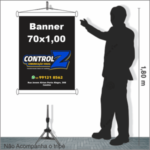 Banner 70x1,00 Lona 440g 70x1,00 4x0 Brilho Madeira e cordinha 