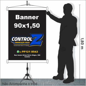 Banner 90x1,50 Lona 440g 90x1,50 4x0 Brilho Madeira e cordinha 