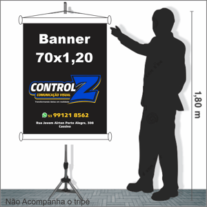 Banner 70x1,20 Lona 440g 70x1,20 4x0 Brilho Madeira e cordinha 