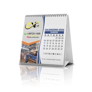 CALENÁRIO DE MESA WIRE-O COM 12 PAGINAS COUCHE 300g BASE 13X12CM 4x4 SEM VERNIZ  