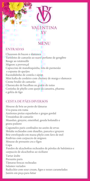 Menu  20x10cm    