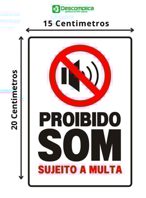Placa Sinalização 20x15 Proibido som automotivo
