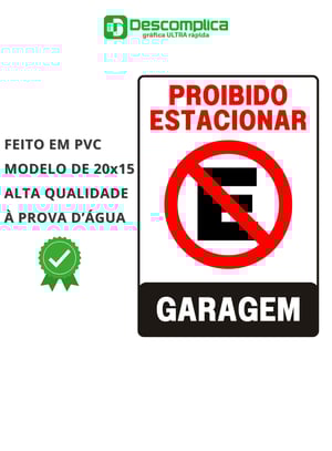 Placa Sinalização 20x15 Proibido estacionar