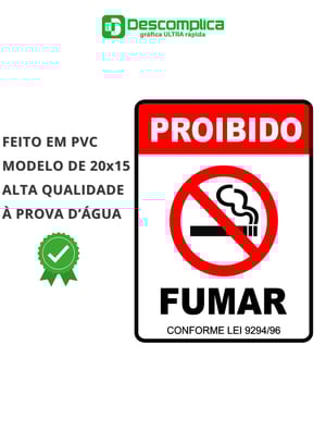 Placa Sinalização 20x15 Proibido Fumar