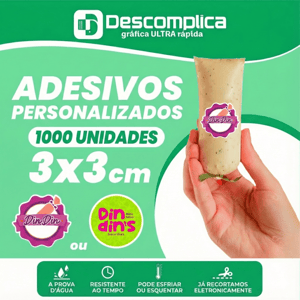 1000 ETIQUETAS ADESIVAS 3x3 CM PERSONALIZADAS COM SUA LOGO VINIL ADESIVO 3x3 4X0  CORTE PERSONALIZADO ESCOLHA ENTRE BRILHO OU FOSCO
