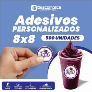 500 ETIQUETAS ADESIVAS 8x8 CM PERSONALIZADAS COM SUA LOGO VINIL ADESIVO 8x8 4X0  CORTE PERSONALIZADO ESCOLHA ENTRE BRILHO OU FOSCO