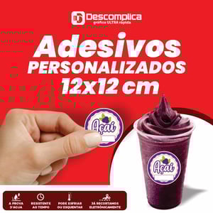 ETIQUETAS ADESIVAS 12x12 CM PERSONALIZADAS COM SUA LOGO VINIL ADESIVO 12x12 4X0  CORTE PERSONALIZADO ESCOLHA ENTRE BRILHO OU FOSCO